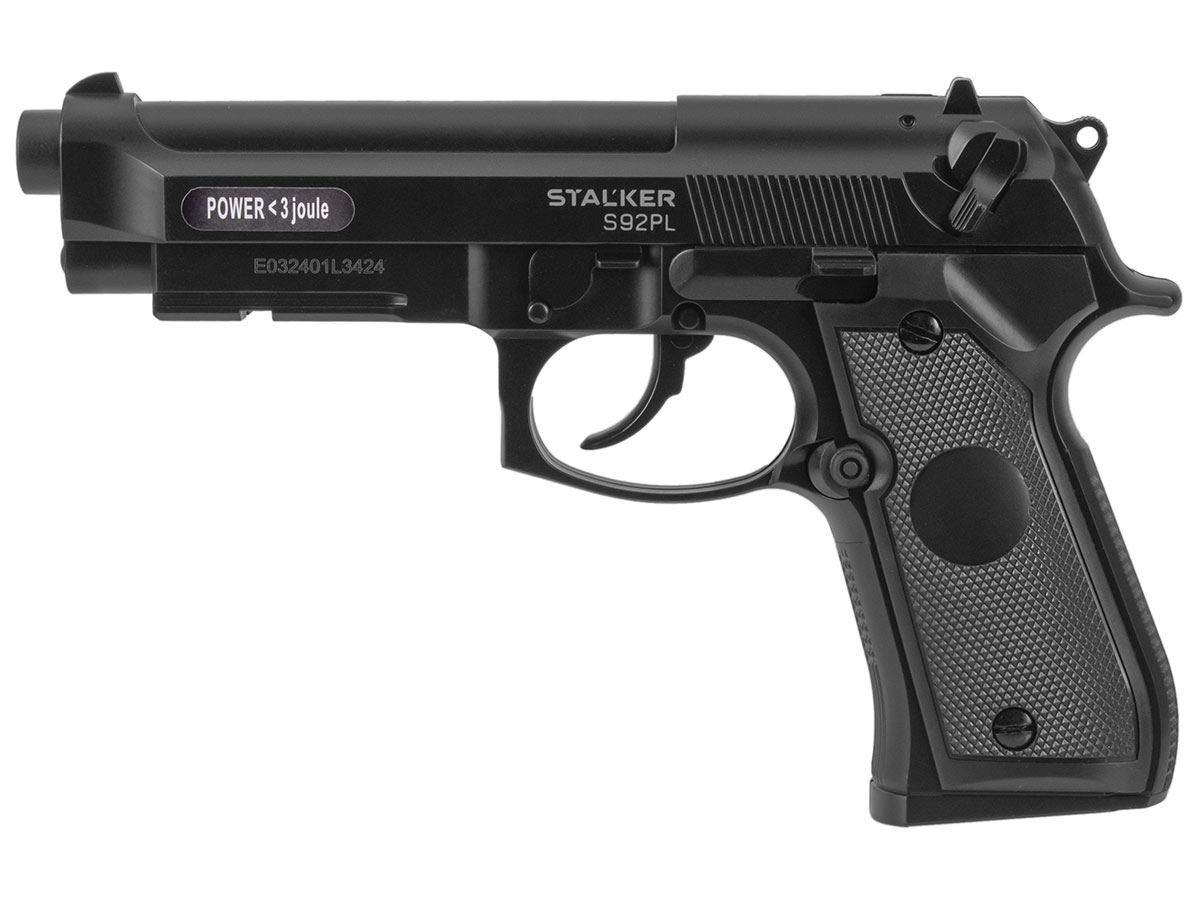 Пистолет пневм Stalker S92PL (Beretta 92) к 4,5 пластик ,черный 12г СО2